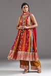 Two Sisters By Gyans_Pink Sequins, Cut Work Round Neck Noor-e-banaras Anarkali Set _at_Aza_Fashions
