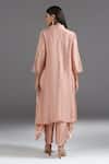 Shop_Two Sisters By Gyans_Peach Silk Embroidery Collared Asymmetric Kurta With Pant _at_Aza_Fashions