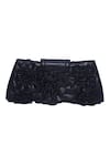 Shop_Jasbir Gill_Black Fabric Flowers Floral Embellished Clutch _at_Aza_Fashions