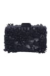 Buy_Jasbir Gill_Black Fabric Flowers Floral Embellished Clutch _at_Aza_Fashions