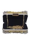Jasbir Gill_Gold Fabric Flowers Floral Embellished Clutch _Online_at_Aza_Fashions