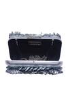 Jasbir Gill_Silver Fabric Flowers Floral Embellished Clutch _Online_at_Aza_Fashions