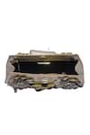 Jasbir Gill_Gold Fabric Flowers Leather Floral Clutch _Online_at_Aza_Fashions