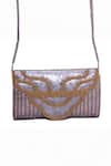 Buy_Jasbir Gill_Silver Beads, Sequins Metal And Foldover Clutch _Online_at_Aza_Fashions