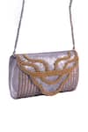 Buy_Jasbir Gill_Silver Beads, Sequins Metal And Foldover Clutch _at_Aza_Fashions