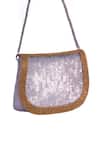 Buy_Jasbir Gill_Silver Beads, Sequins Metal And Foldover Clutch _at_Aza_Fashions