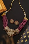Shop_Paisley Pop_Red Multicolored Kundan Necklace Set _at_Aza_Fashions
