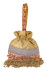 Shop 5elements Gold Embroidery, Tassels, Fringe Prisha Potli Bag at Aza Fashions Shop_5elements_Gold Embroidery, Tassels, Fringe Prisha Potli Bag _at_Aza_Fashions