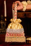 Buy 5elements Gold Embroidery, Tassels, Fringe Prisha Potli Bag at Aza Fashions Buy_5elements_Gold Embroidery, Tassels, Fringe Prisha Potli Bag _at_Aza_Fashions