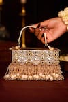 Buy 5elements Gold Embroidery, Beads, Tassels Hritvi Clutch at Aza Fashions Buy_5elements_Gold Embroidery, Beads, Tassels Hritvi Clutch _at_Aza_Fashions