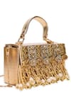 5elements Gold Embroidery, Beads, Tassels Hritvi Clutch at Aza Fashions 5elements_Gold Embroidery, Beads, Tassels Hritvi Clutch _at_Aza_Fashions