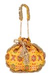 5elements_Mustard Beads, Tassels Avika Embroidered Potli _at_Aza_Fashions
