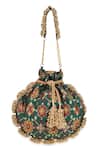 Shop_5elements_Green Beads, Tassels Avika Embroidered Potli _Online_at_Aza_Fashions