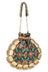 Shop_5elements_Green Beads, Tassels Avika Embroidered Potli _at_Aza_Fashions