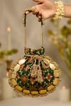 Buy_5elements_Green Beads, Tassels Avika Embroidered Potli _at_Aza_Fashions