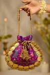 Buy_5elements_Purple Beads, Zari Avika Embroidered Potli _at_Aza_Fashions