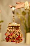 Buy_5elements_Gold Tassels, Beads Advika Embroidered Potli _at_Aza_Fashions