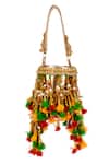 5elements_Gold Tassels, Beads Vanya Embroidered Potli Bag _at_Aza_Fashions