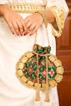 Buy_5elements_Green Beads, Studs, Tassels Avika Embroidered Potli _at_Aza_Fashions