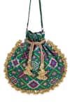 Buy_5elements_Green Beads, Studs, Tassels Avika Embroidered Potli 