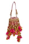 5elements_Pink Tassels, Beads Vihana Embroidered Potli Bag _Online_at_Aza_Fashions