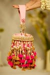 Buy_5elements_Pink Tassels, Beads Vihana Embroidered Potli Bag _at_Aza_Fashions