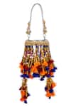 Shop_5elements_Orange Tassels, Beads, Zari Aaditri Potli Bag _at_Aza_Fashions