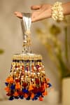 Buy_5elements_Orange Tassels, Beads, Zari Aaditri Potli Bag _at_Aza_Fashions