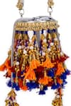 5elements_Orange Tassels, Beads, Zari Aaditri Potli Bag _at_Aza_Fashions