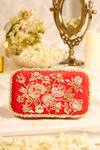 5elements_Red Embroidery, Beads Tavishi Clutch _Online_at_Aza_Fashions