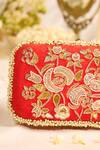 Buy_5elements_Red Embroidery, Beads Tavishi Clutch _Online_at_Aza_Fashions