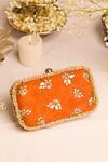 Shop_5elements_Orange Embroidery, Beads Tavishi Clutch _at_Aza_Fashions
