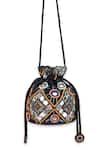 Shop_5elements_Black Beads, Mirrors Devanshi Potli Bag _at_Aza_Fashions