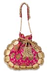 Buy_5elements_Pink Zari, Tassels Avika Embroidered Potli _Online_at_Aza_Fashions