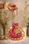Buy_5elements_Pink Zari, Tassels Avika Embroidered Potli _at_Aza_Fashions