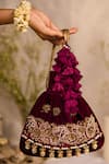 Buy_5elements_Wine Embroidery, Sequins, Pearls Nihira Potli Bag _at_Aza_Fashions