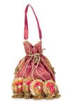 Shop_5elements_Pink Embroidery, Zari Advita Potli Bag _at_Aza_Fashions