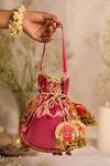 Buy_5elements_Pink Embroidery, Zari Advita Potli Bag _at_Aza_Fashions