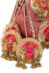 Shop_5elements_Pink Embroidery, Zari Advita Potli Bag _Online_at_Aza_Fashions