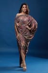 Buy_Tarun Tahiliani_Magenta Off-shoulder Floral Pattern Dress _at_Aza_Fashions