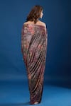 Shop_Tarun Tahiliani_Magenta Off-shoulder Floral Pattern Dress _at_Aza_Fashions