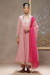 Buy_Kyra By Bhavna_Pink Viscose, Georgette, Crepe, Organza Gota Patti, Bareblush Anarkali Set _at_Aza_Fashions