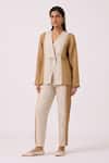 Buy_The Summer House_Beige Linen Tamara Panelled Pant _at_Aza_Fashions