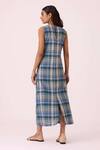 Shop_The Summer House_Blue Cotton Crew Neck Julia Handwoven Dress _at_Aza_Fashions