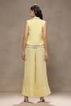 Shop_Kyra By Bhavna_Yellow Cotton, Linen, Voile Metallic Thread, Embroidery Round Luna Jacket Set _at_Aza_Fashions