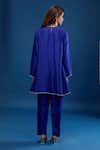 Shop_Archana Shah_Blue Silk Embroidery Round Neck Yoke Short Anarkali Set _at_Aza_Fashions