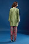 Shop_Archana Shah_Green Cotton Tassels, Embroidery Round Moon Yoke Kurta Suzani Printed Pant Set _at_Aza_Fashions