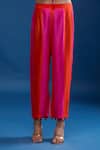Archana Shah_Pink Tassels Round Neck Striped Embroidered Yoke Kaftan And Pant Set _at_Aza_Fashions
