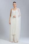 Buy_Label Aishwaryrika_White Embroidery Round Neck Kurta Sharara Set _at_Aza_Fashions