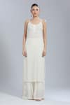 Label Aishwaryrika_White Embroidery Round Neck Kurta Sharara Set _at_Aza_Fashions